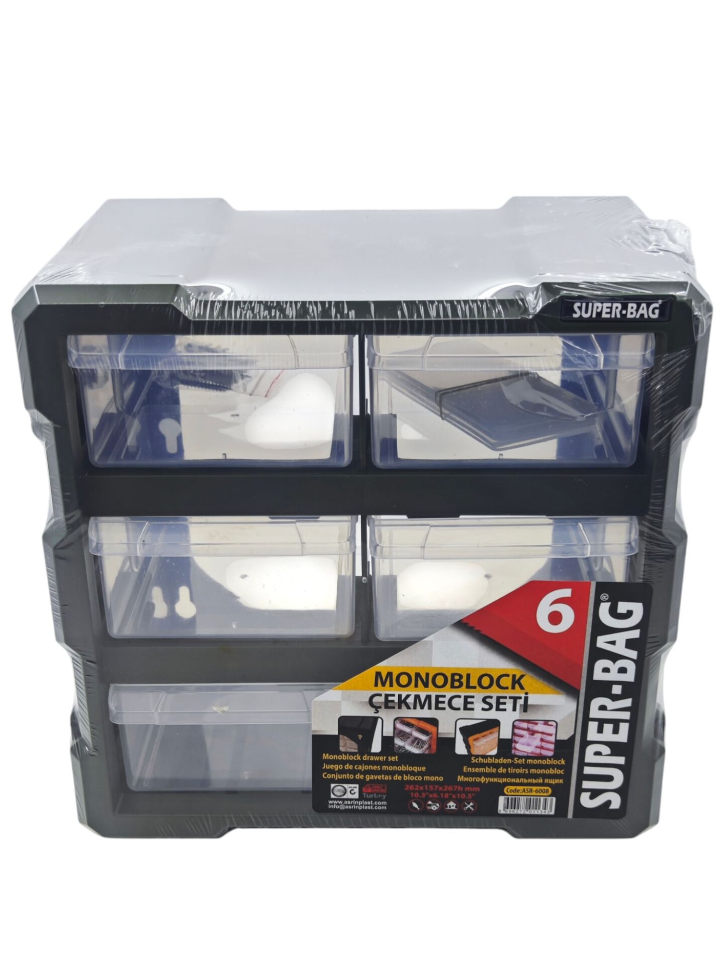 ASR-6008   Super-Bag 6li Küçük Monoblock Organizer Çekmece Seti