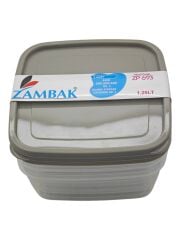 ZP693   Zambak Plastik Kare Saklama Kabı 3lü 1.25lt