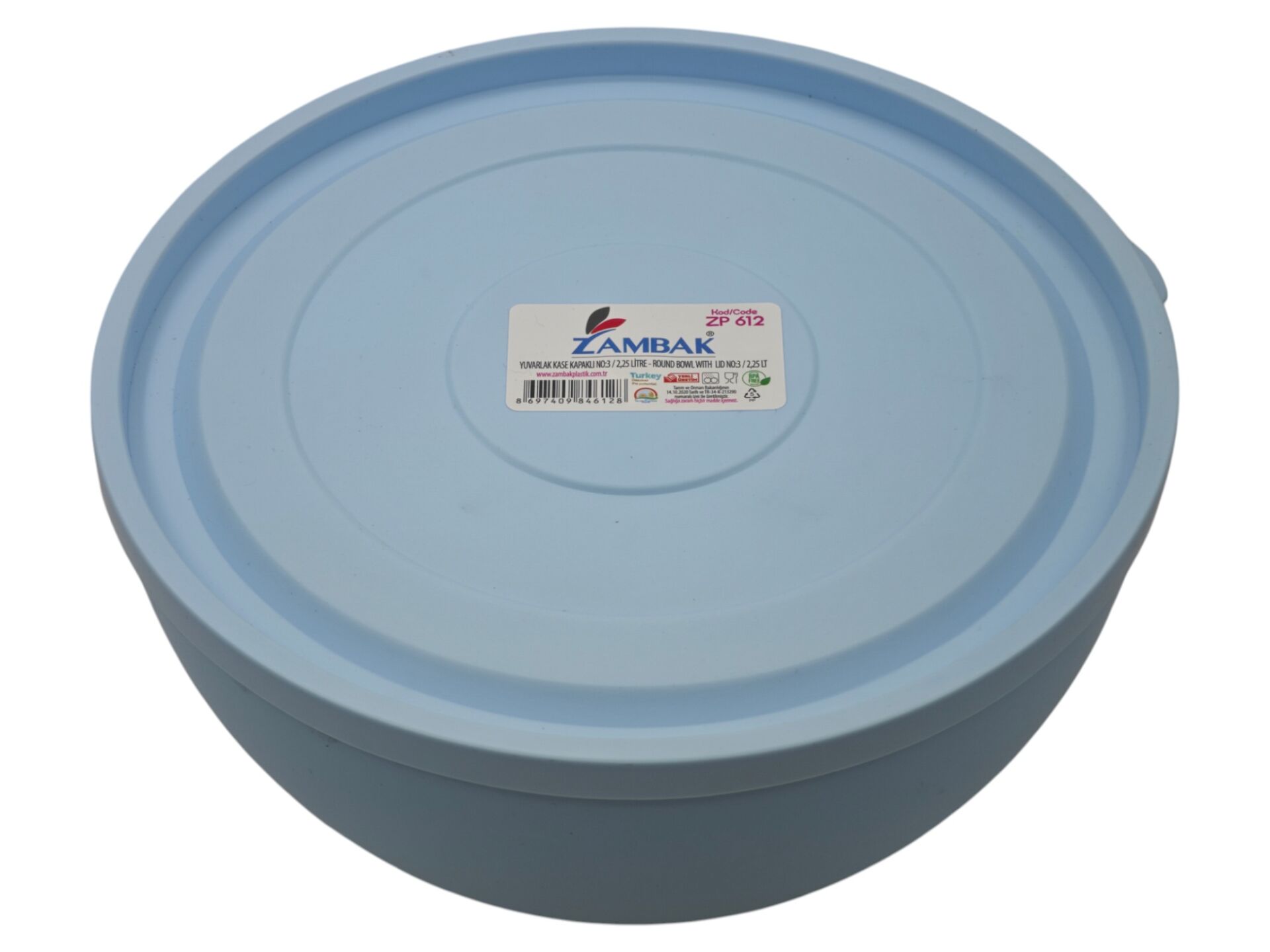 ZP612   Zambak Plastik Yuvarlak Kase Kapaklı 2.5lt