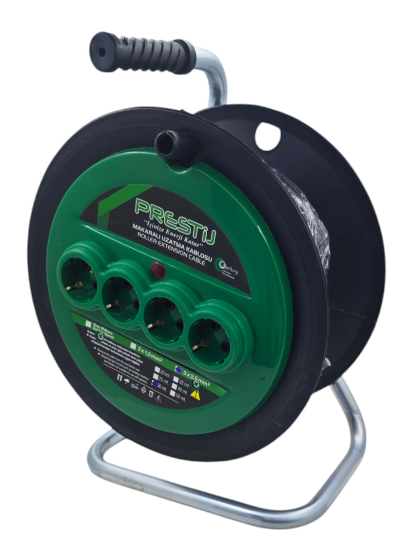 PR32530   Prestij 3*2,5 Makaralı Uzatma Kablosu 30m