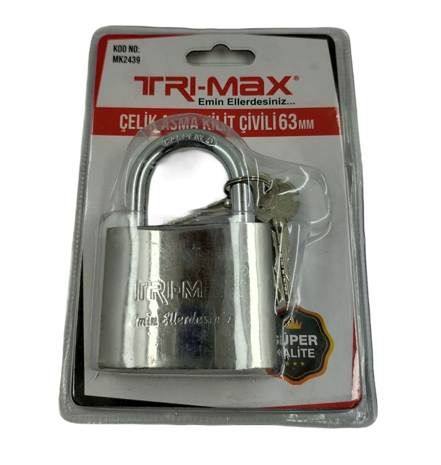 Mk2439   Trı-Max Çelik Asma Kilit 63Mm (Çivili)