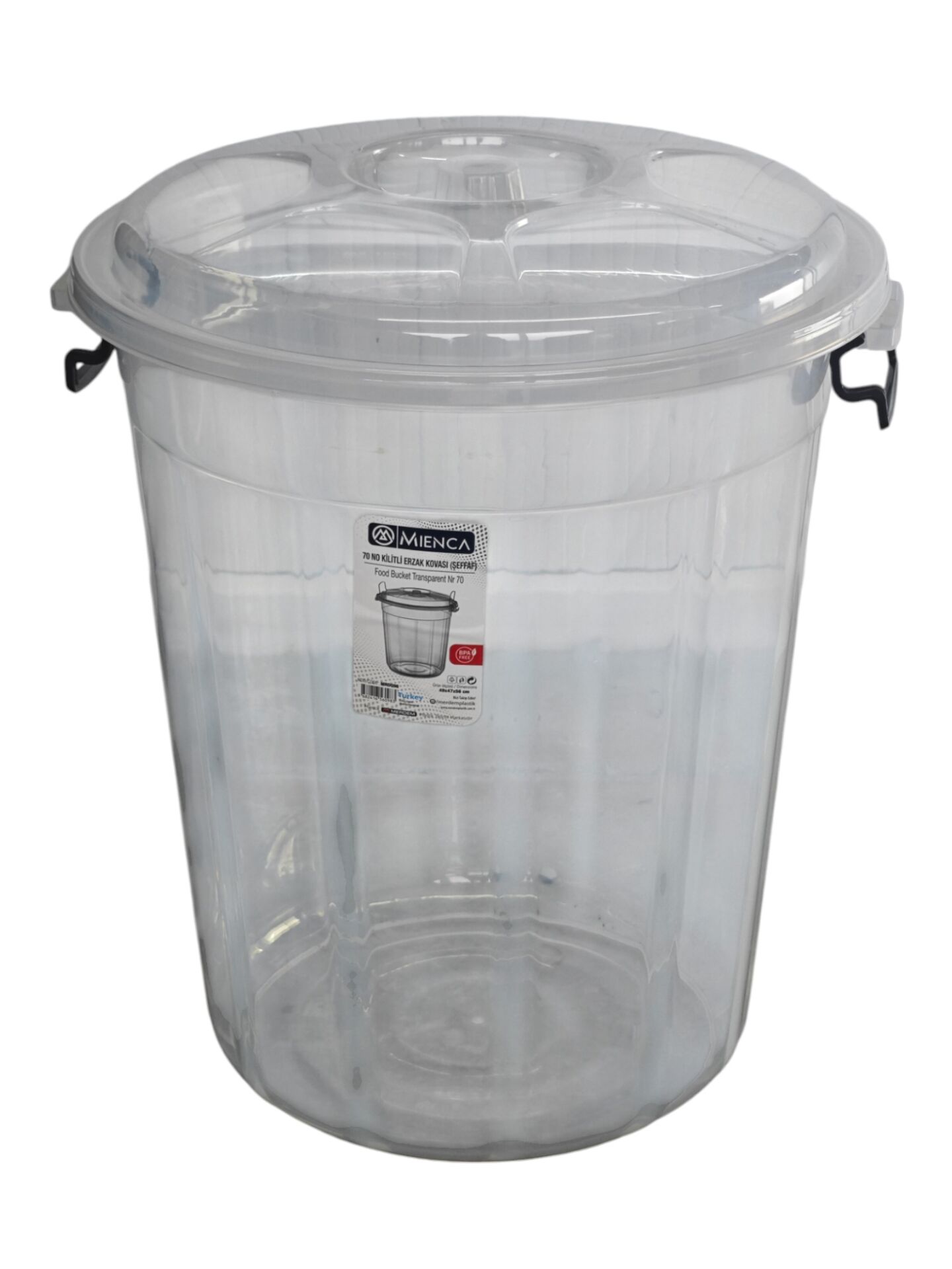 MRD098   Merdem Mienca 70lt Şeffaf Kilitli Erzak Kovası