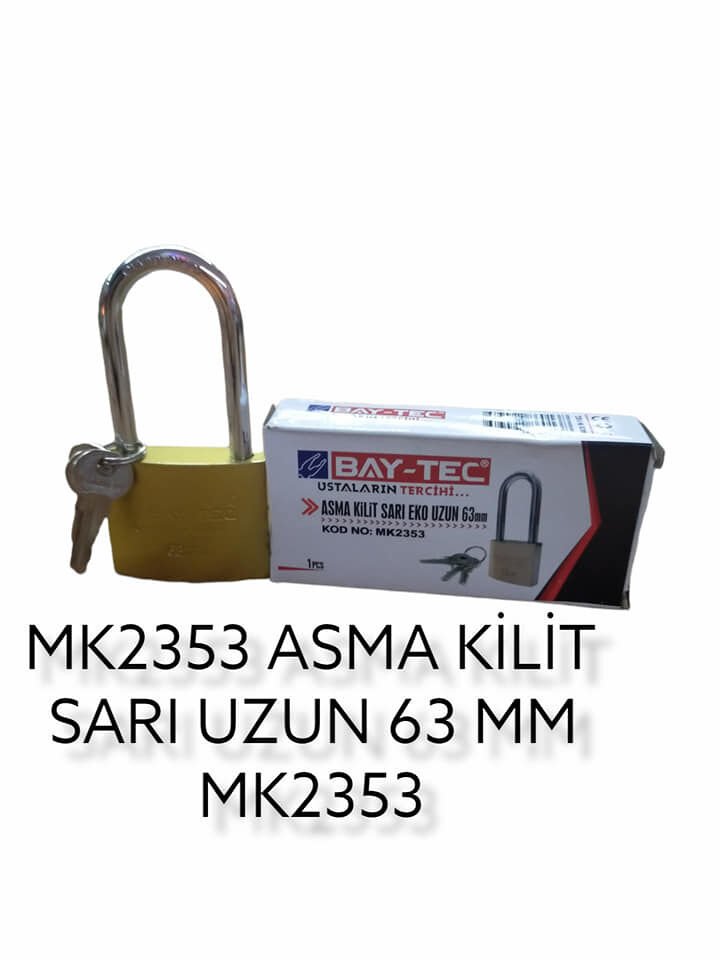 Mk2353   Bay-Tec Uzun Sarı Asma Kilit 63Mm - Eko
