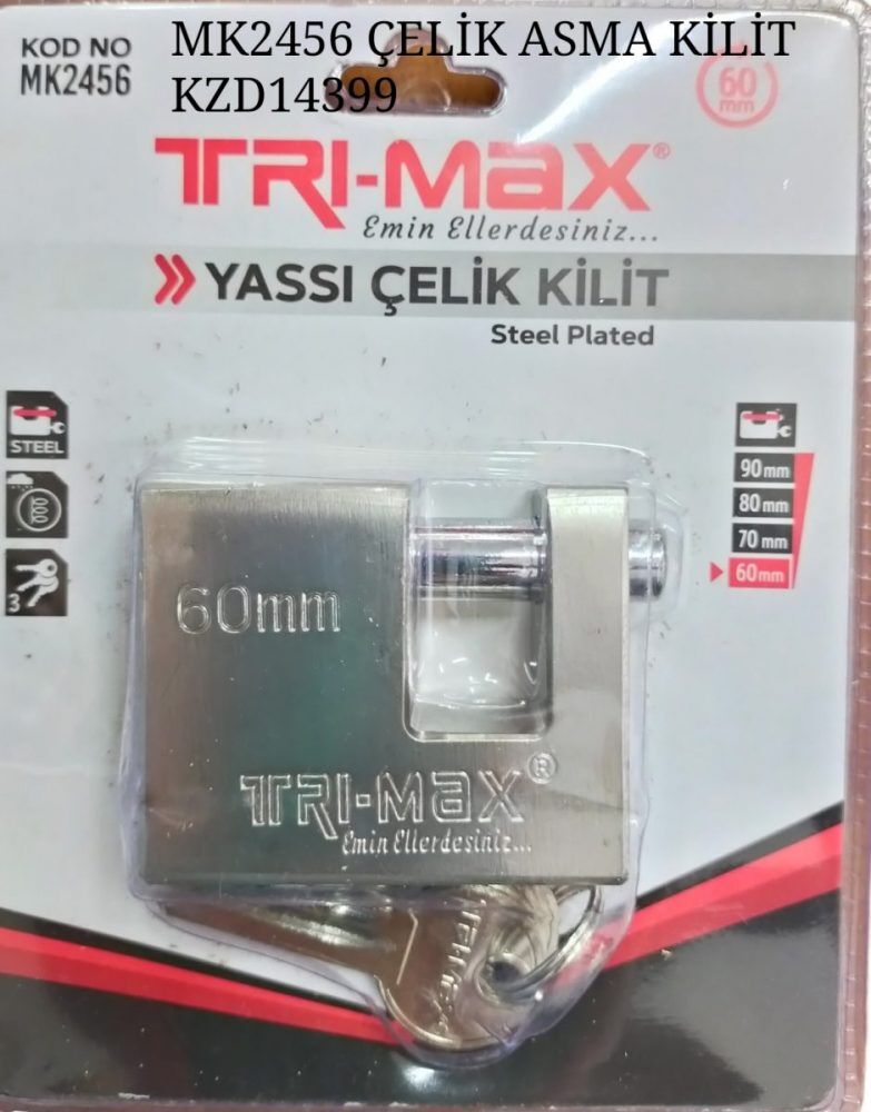 Mk2456   Trı-Max Yassı Çelik Kilit 60Mm