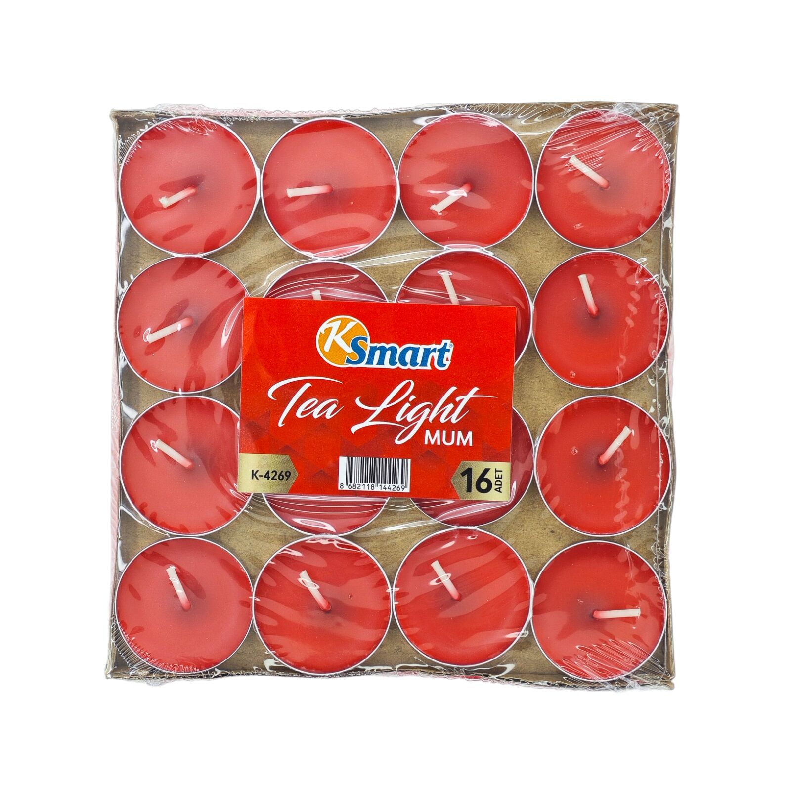 K-4269   Ksmart Tea Light Mum 16lı - Kırmızı