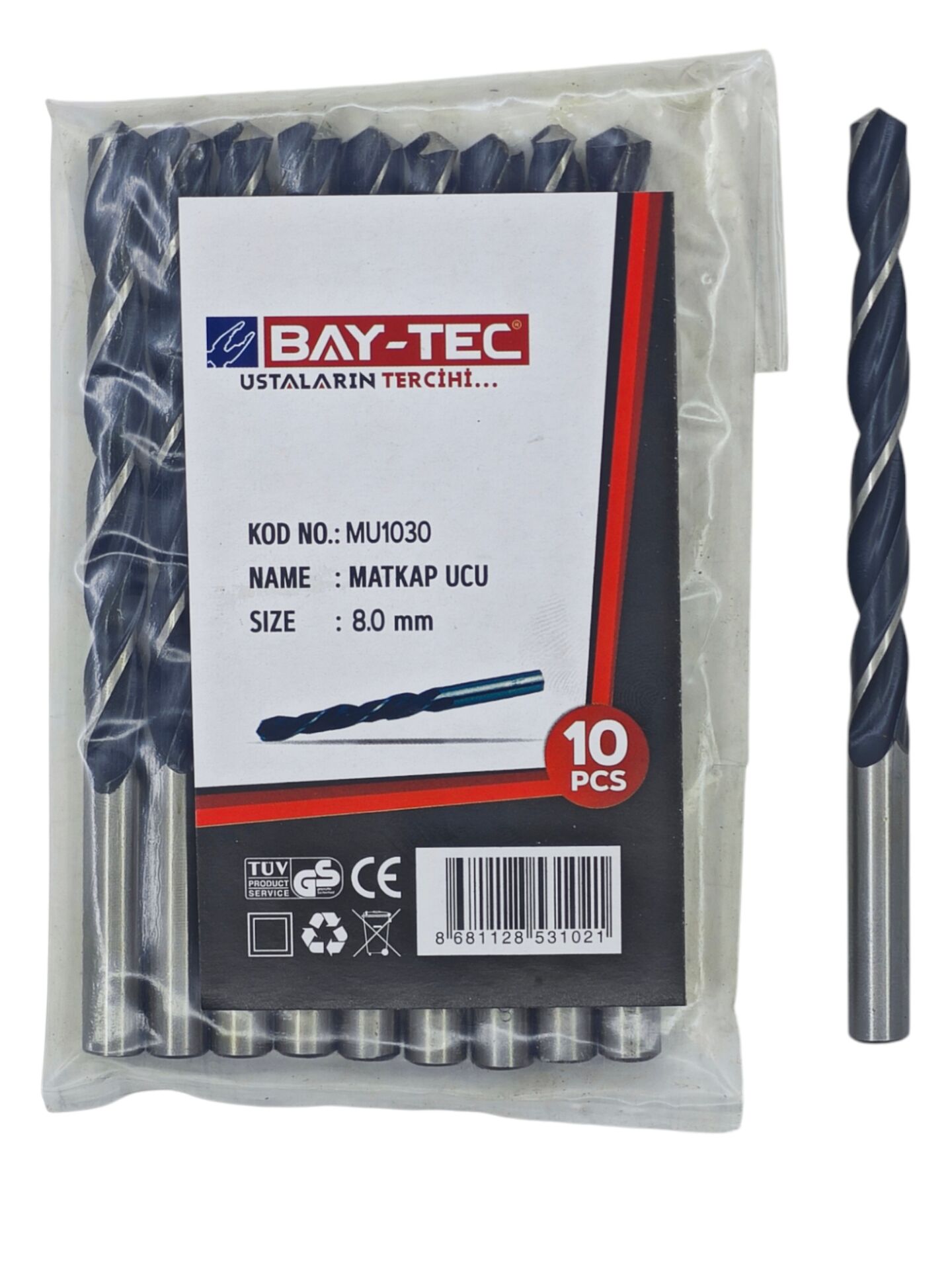 MU1030   Bay-Tec Hss Matkap Ucu 8.0mm (Siyah-Beyaz)