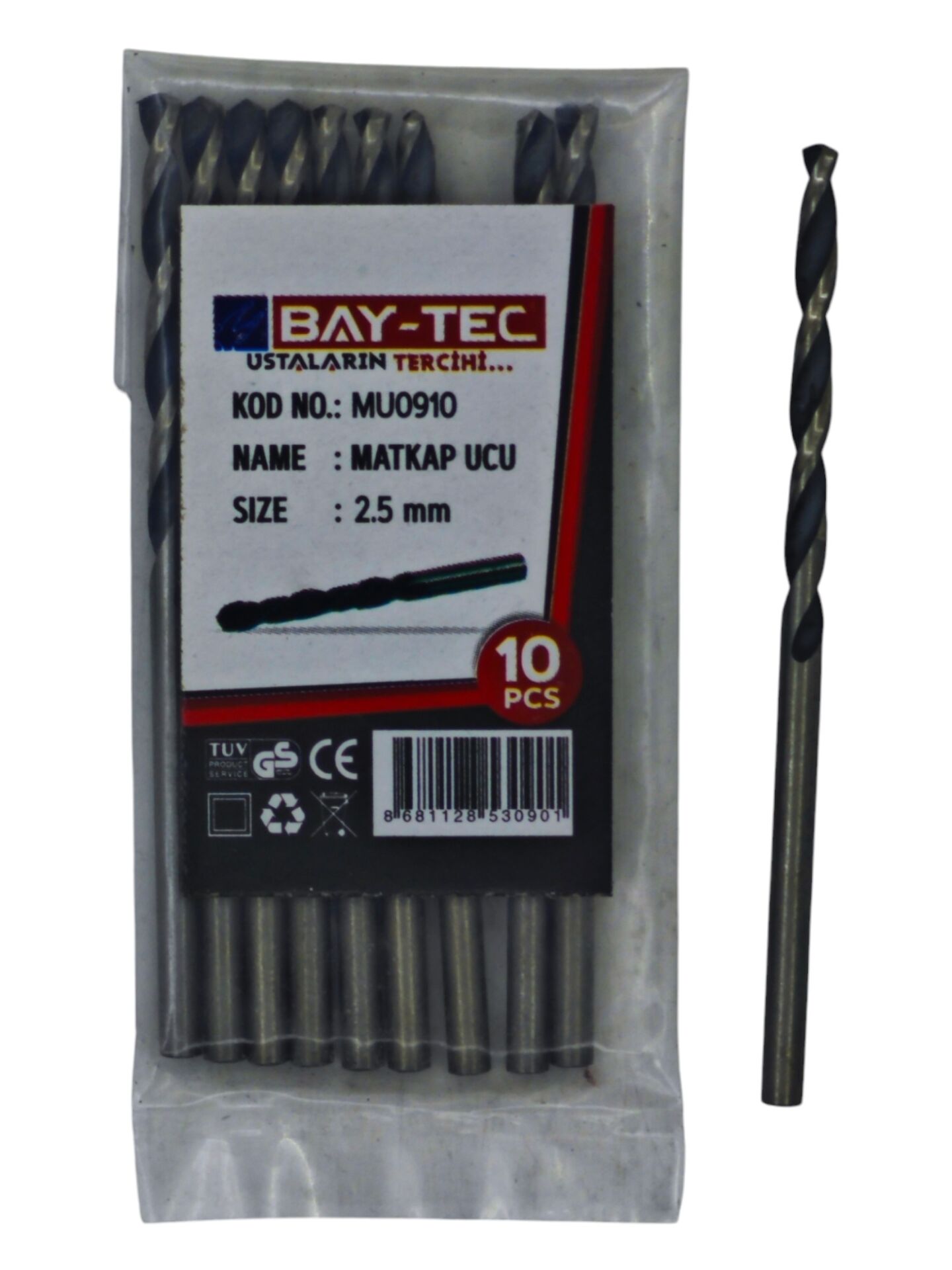 MU0910   Bay-Tec Hss Matkap Ucu 2.5mm (Siyah-Beyaz)