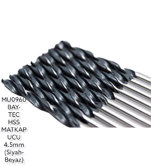 MU0960   Bay-Tec Hss Matkap Ucu 4.5mm (Siyah-Beyaz)