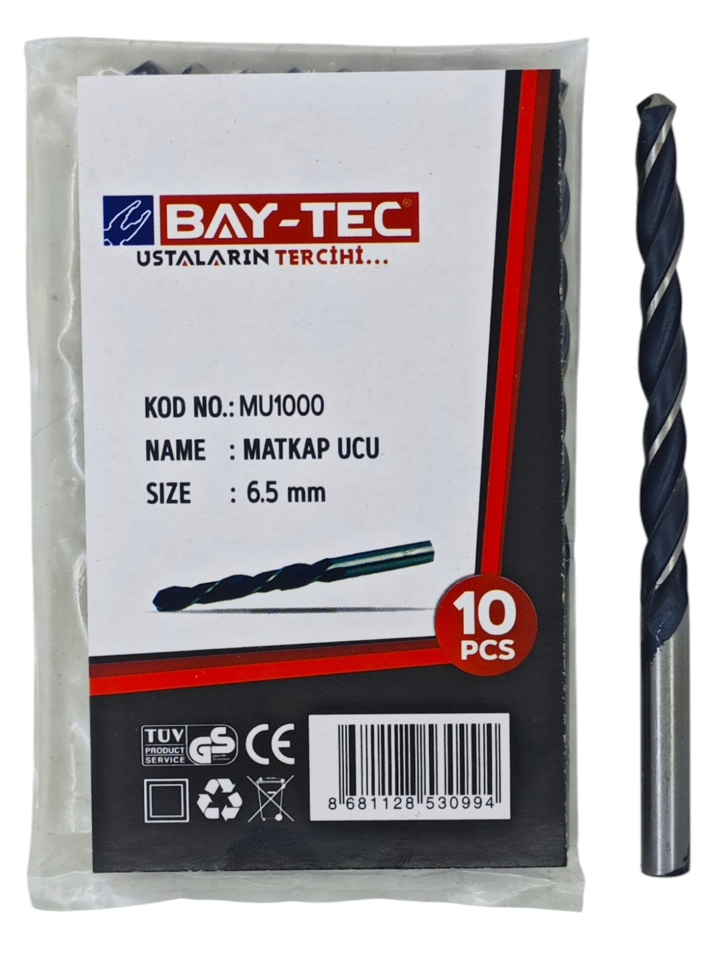 MU1000   Bay-Tec Hss Matkap Ucu 6.5mm (Siyah-Beyaz)