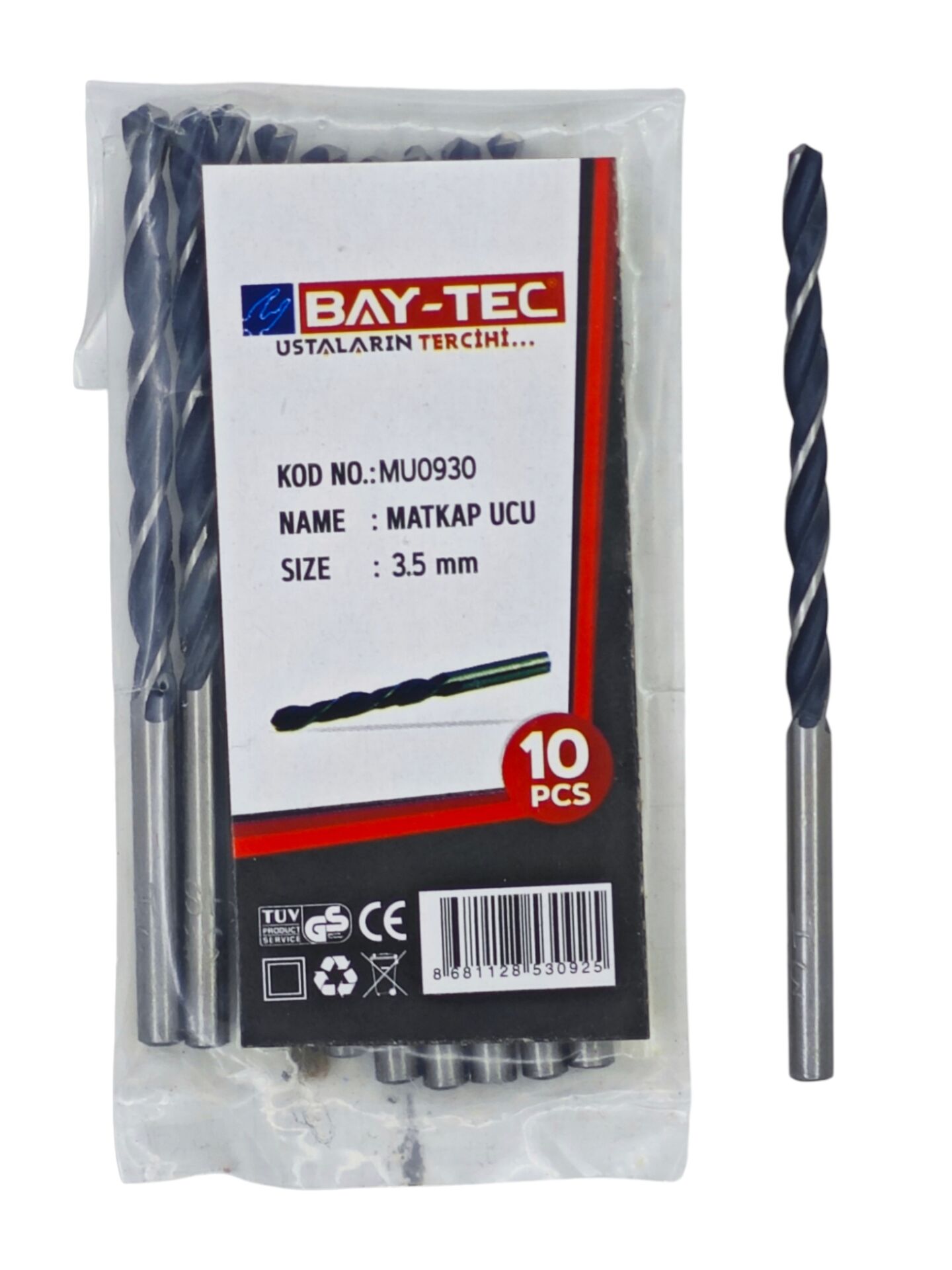 MU0930   Bay-Tec Hss Matkap Ucu 3.5mm (Siyah-Beyaz)