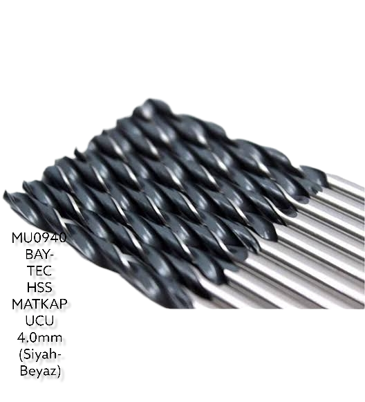 MU0940   Bay-Tec Hss Matkap Ucu 4.0mm (Siyah-Beyaz)