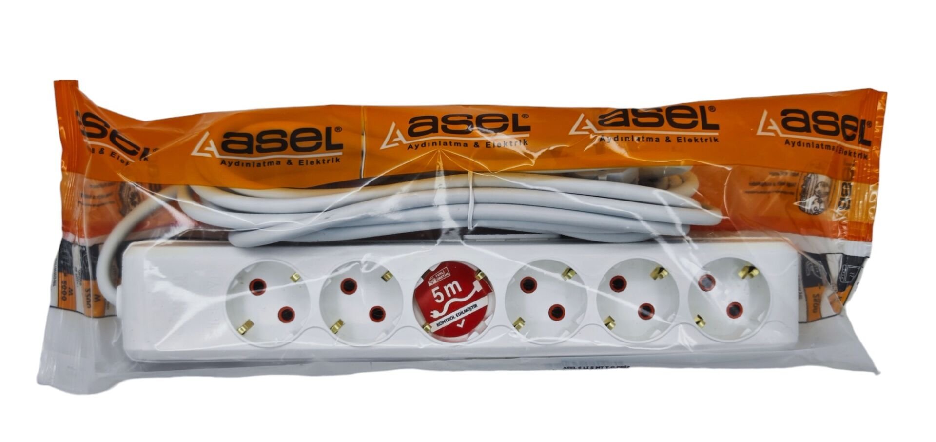 ASL-4008   Asel Ara Kablo Grup Priz 6Lı 5M