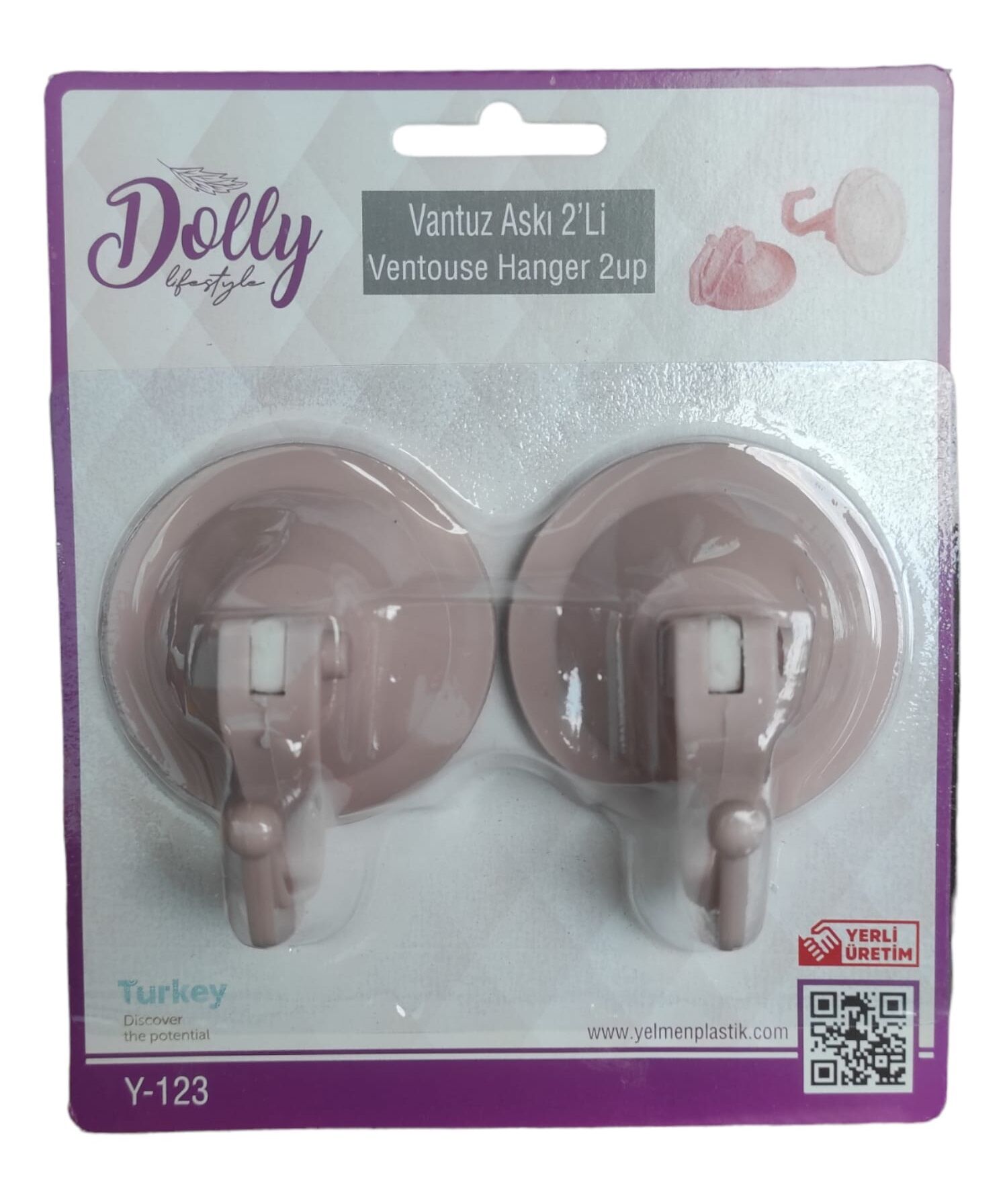 Y-123   Dolly Kilitli Askı Vantuz 2Li