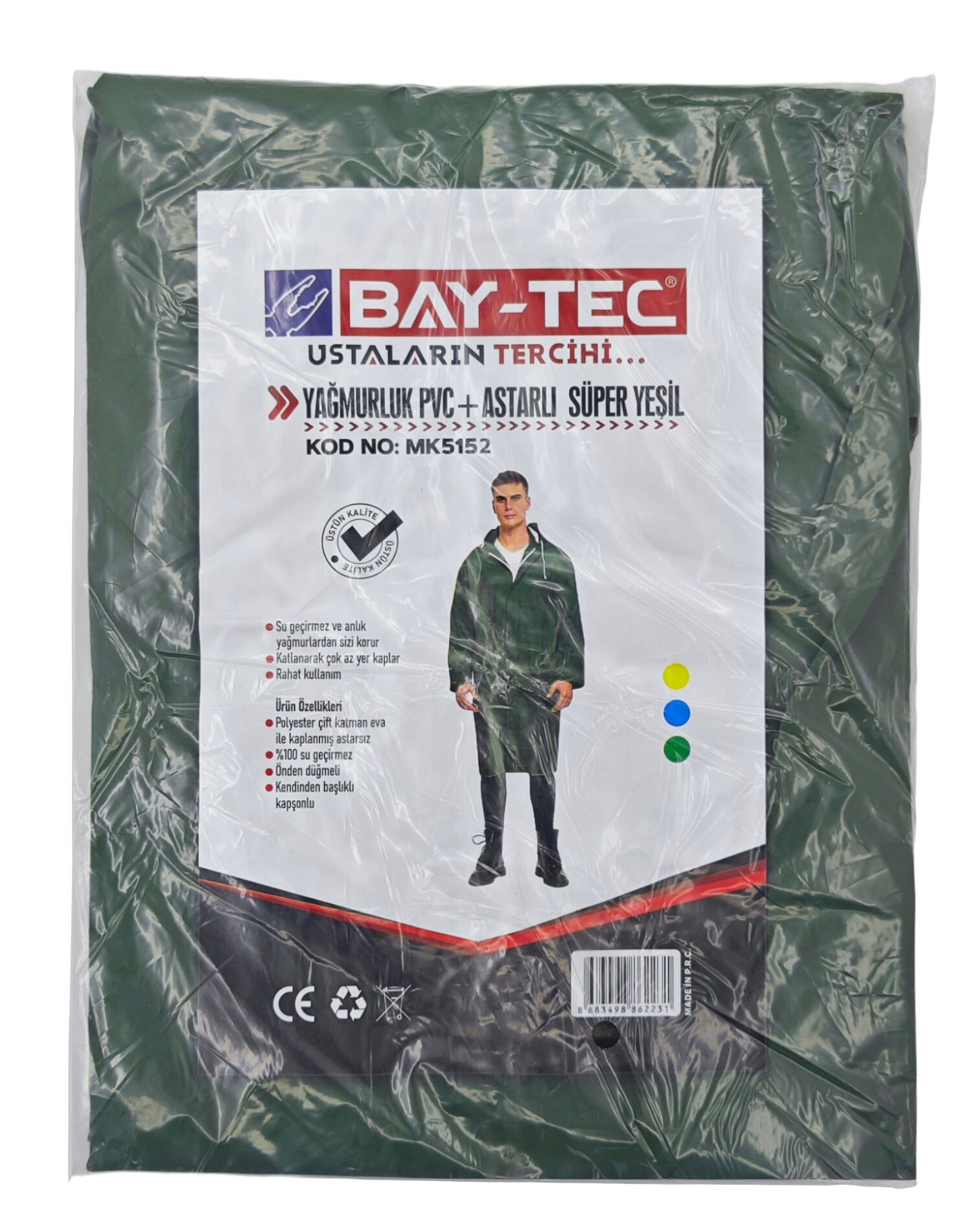 MK5152   Bay-Tec Pvc+Astarlı Süper Yağmurluk - Yeşil
