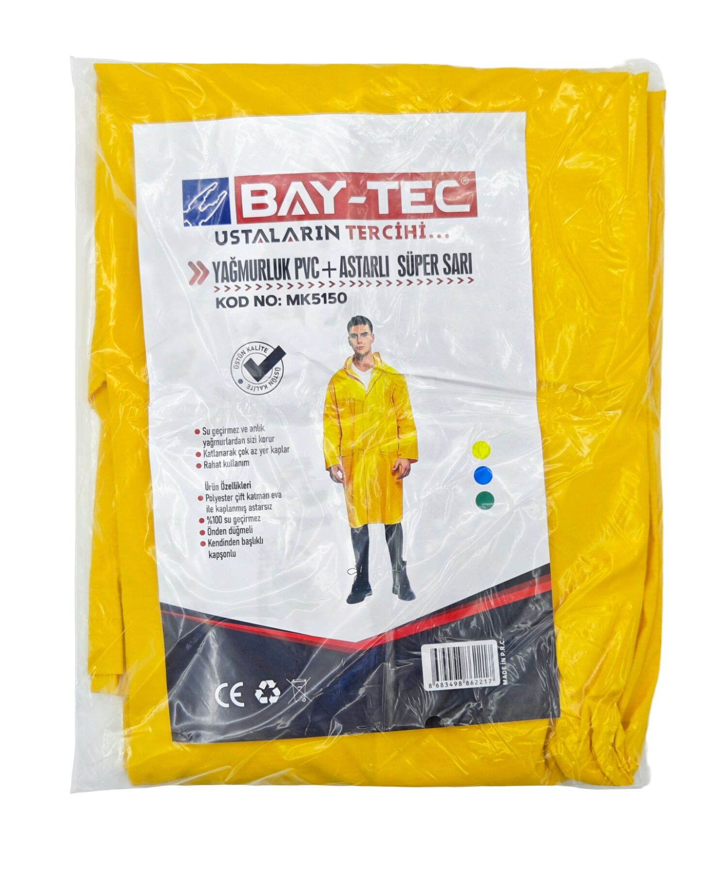 MK5150   Bay-Tec Pvc+Astarlı Süper Yağmurluk - Sarı