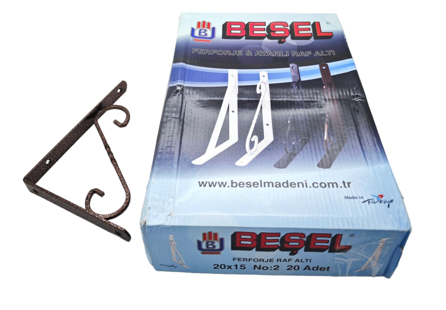 Ba342B   Beşel Ferforje Raf Altı Ayak No:2 20*15Cm - Bakır