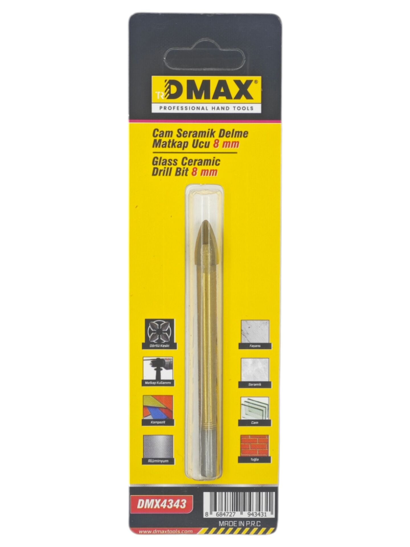 DMX4343   D-Max Cam Seramik Delme Matkap Ucu 8mm