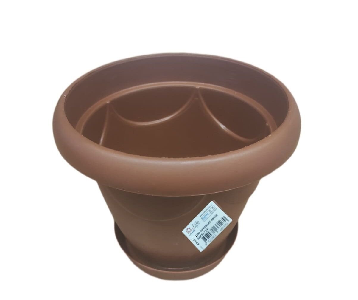 Kp145   Ruby Life Yuvarlak Antik Saksı No 5