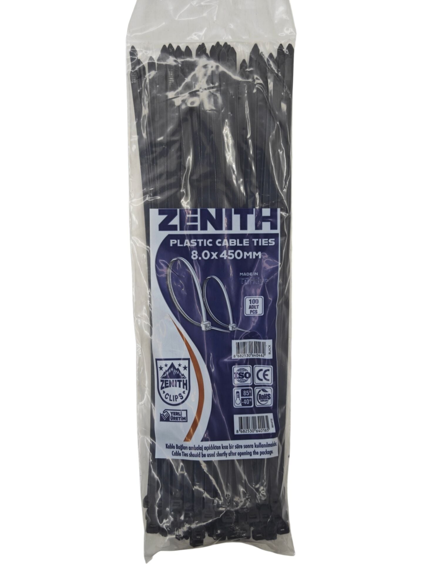4046   Zenith Kablo Bağı - Plastik Kelepçe 8mm 450mm - Siyah