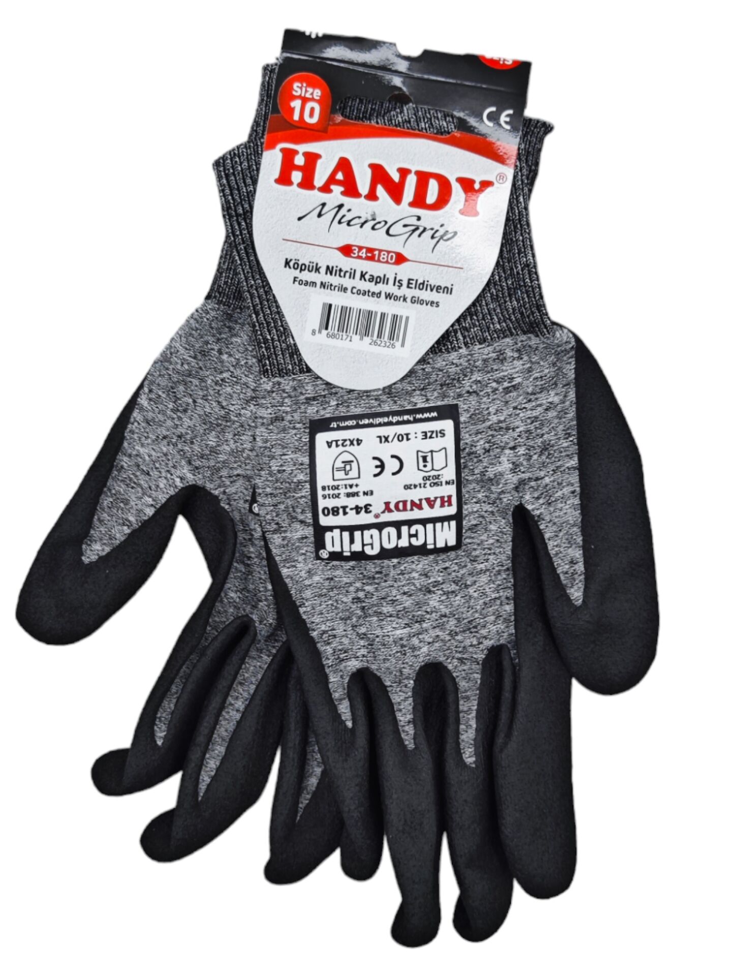 34-180   Handy Microgrip Köpük Kaplı Nitril Eldiven 10