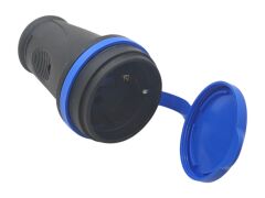 SL-F-207   Seldur Topraklı Kauçuk Dişi Fiş - Mavi Kapaklı - Siyah