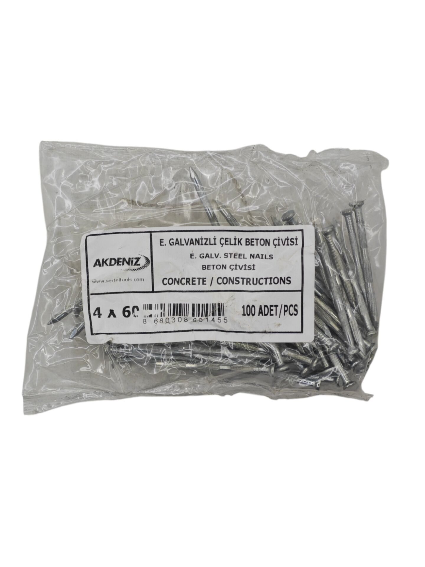 12765   Akdeniz Galvenizli Çelik Beton Çivisi 4*60