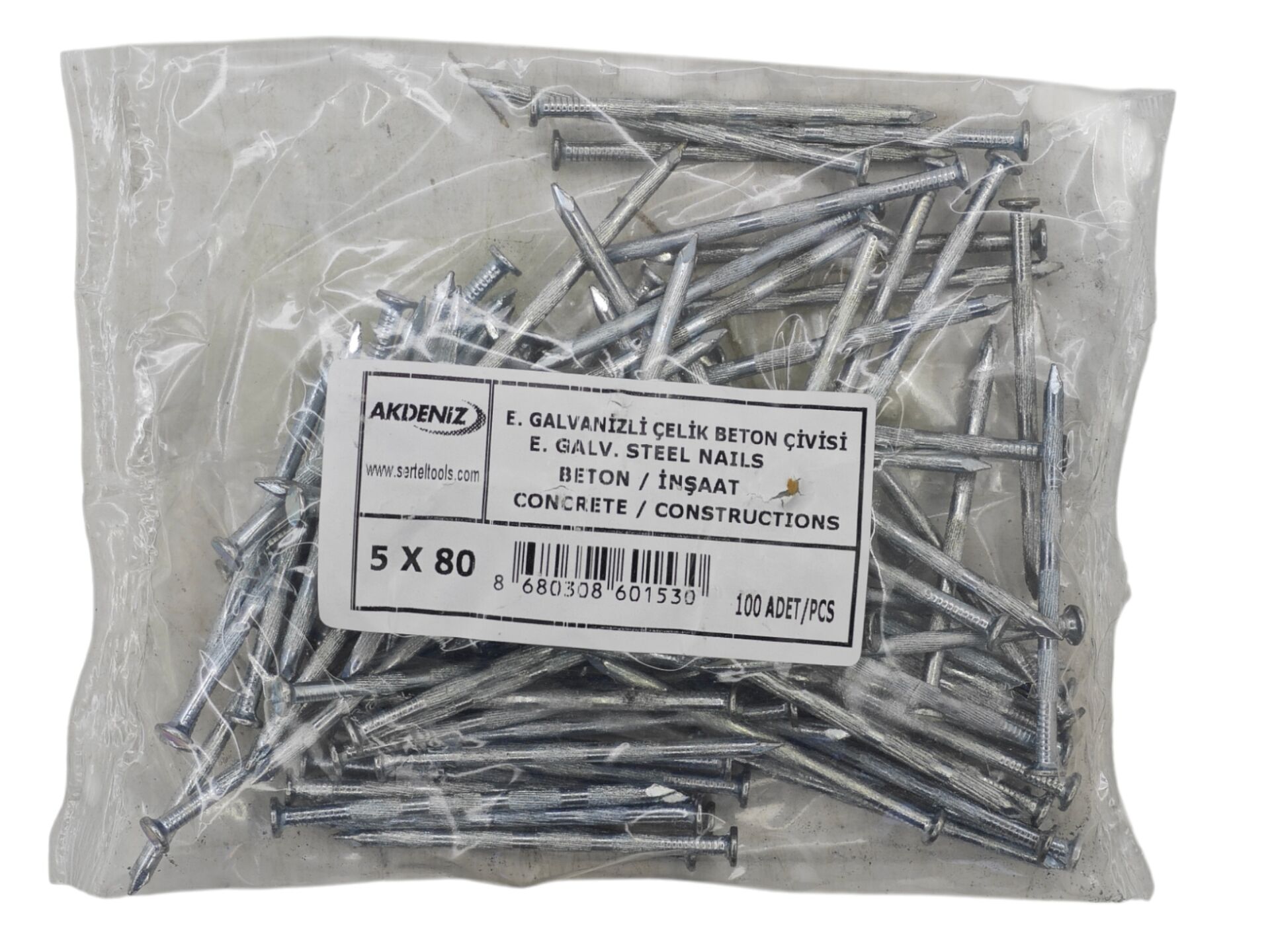 12767   Akdeniz Galvenizli Çelik Beton Çivisi 5*80