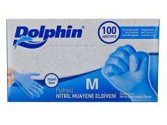 1924   Dolphin Pudrasız Nitril Muayene Eldiveni (M) - Mavi