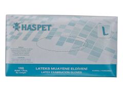 9458   Haspet Pudralı Lateks Muayene Eldiveni (L) - Beyaz
