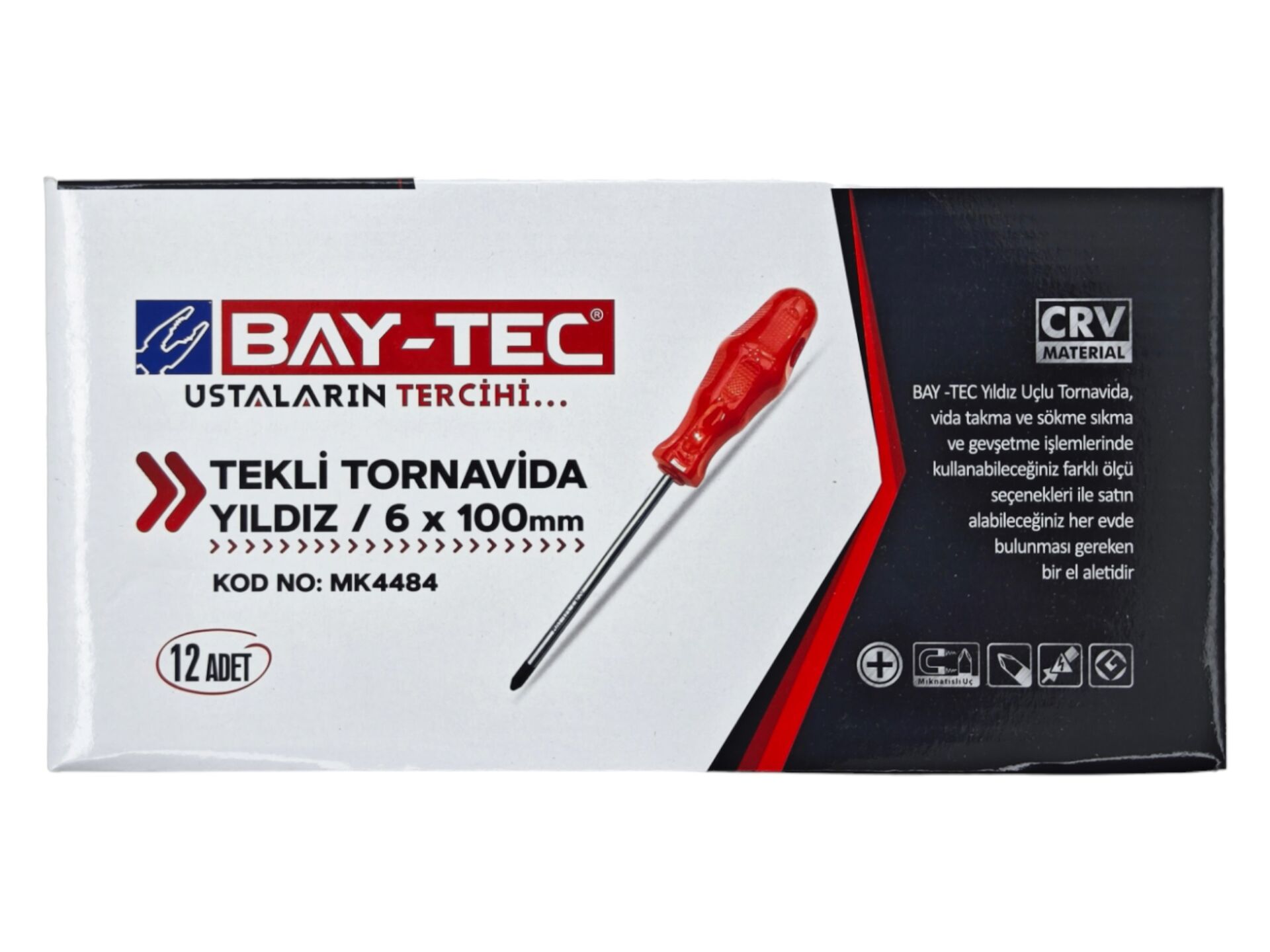 Mk4484   Bay-Tec Tekli Tornavida 6*100 - Yıldız