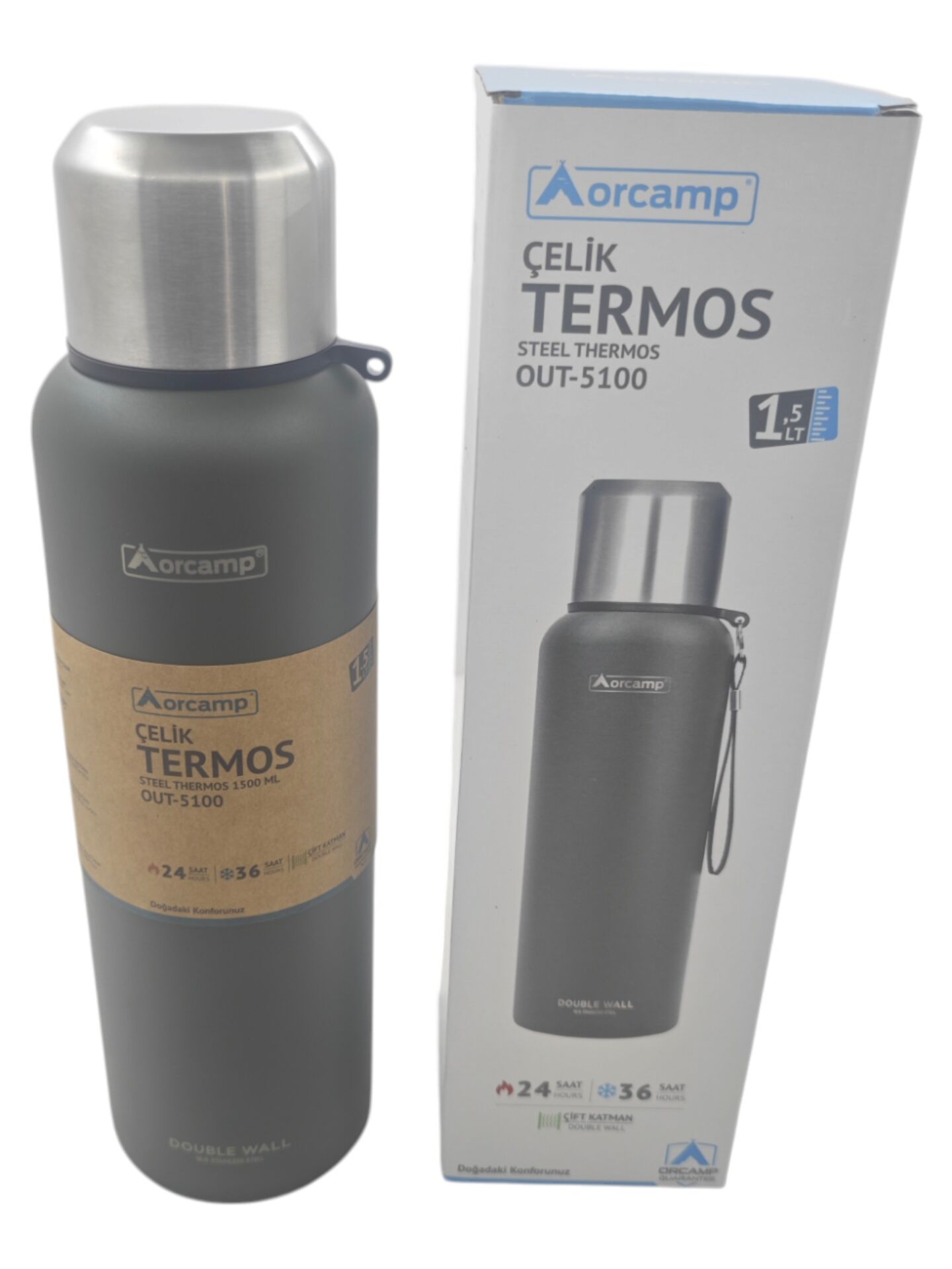 OUT-5100   Orcamp Bardak Kapaklı Çelik Termos 1500ml