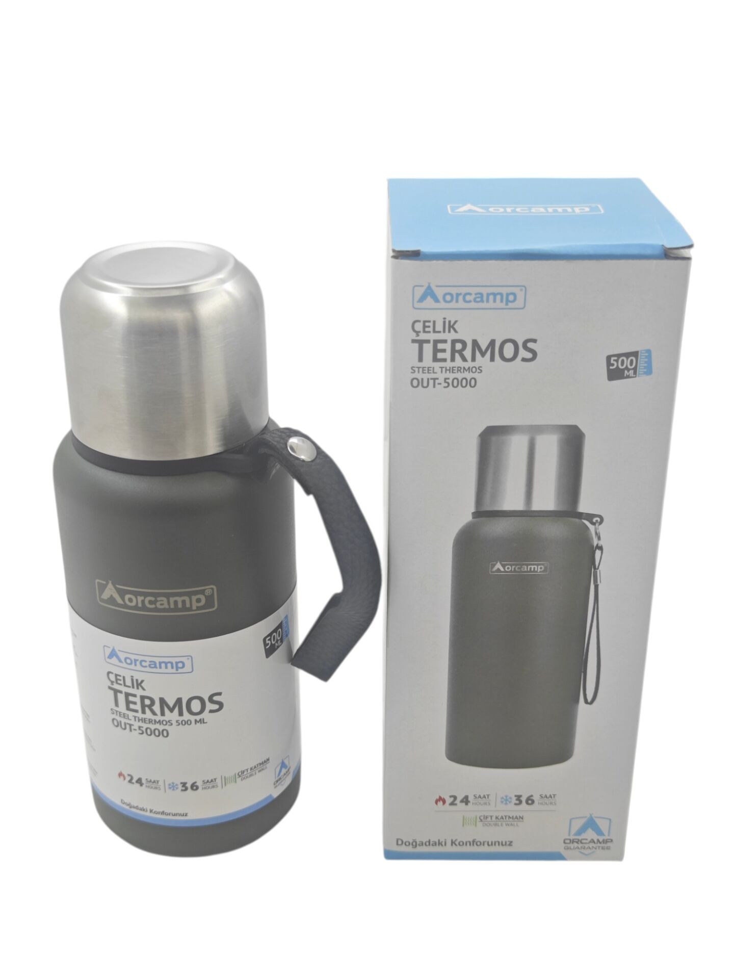 OUT-5000   Orcamp Bardak Kapaklı Çelik Termos 500ml