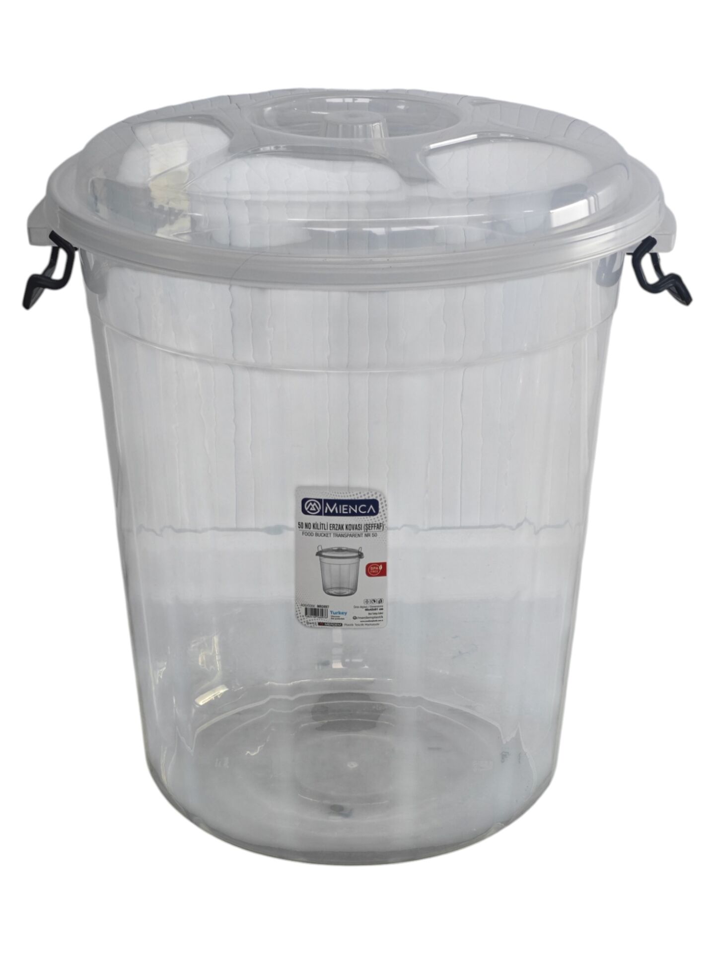 MRD097   Merdem Mienca 50lt Şeffaf Kilitli Erzak Kovası