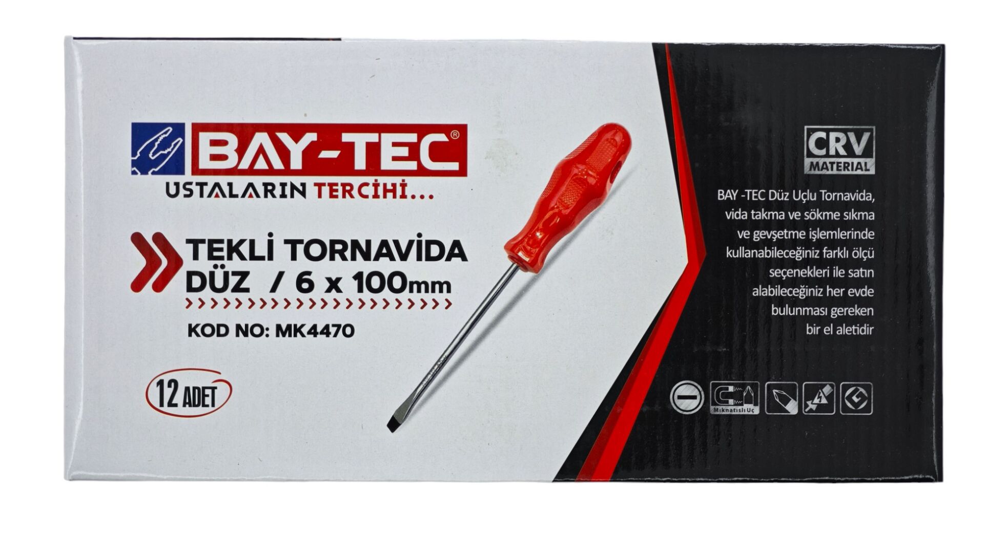 Mk4470   Bay-Tec Tekli Tornavida 6*100 - Düz