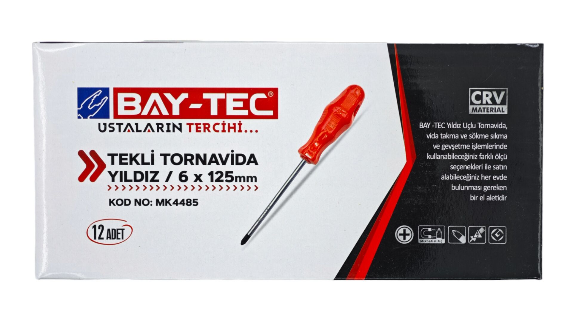 Mk4485   Bay-Tec Tekli Tornavida 6*125 - Yıldız