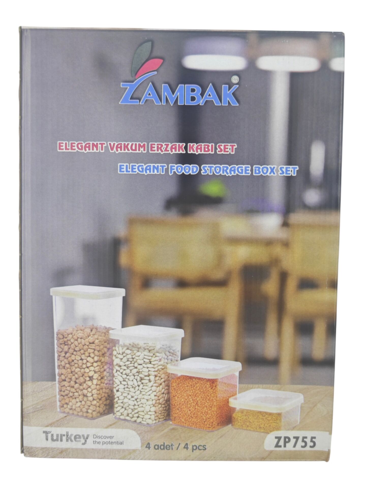 ZP755   Zambak Elegant Vakum Erzak Kabı Set 4lü