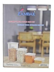 ZP755   Zambak Elegant Vakum Erzak Kabı Set 4lü