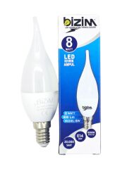 Amp0287   E14-8W Bizim C37 Led Kıvrık Ampul