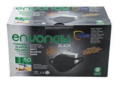 8046   Envonay 3 Katlı Cerrahi Maske 50Li - Siyah