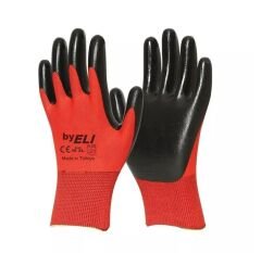 9313   By Eli Soft İş Eldiveni 1/2 10'' - Kırmızı/Siyah