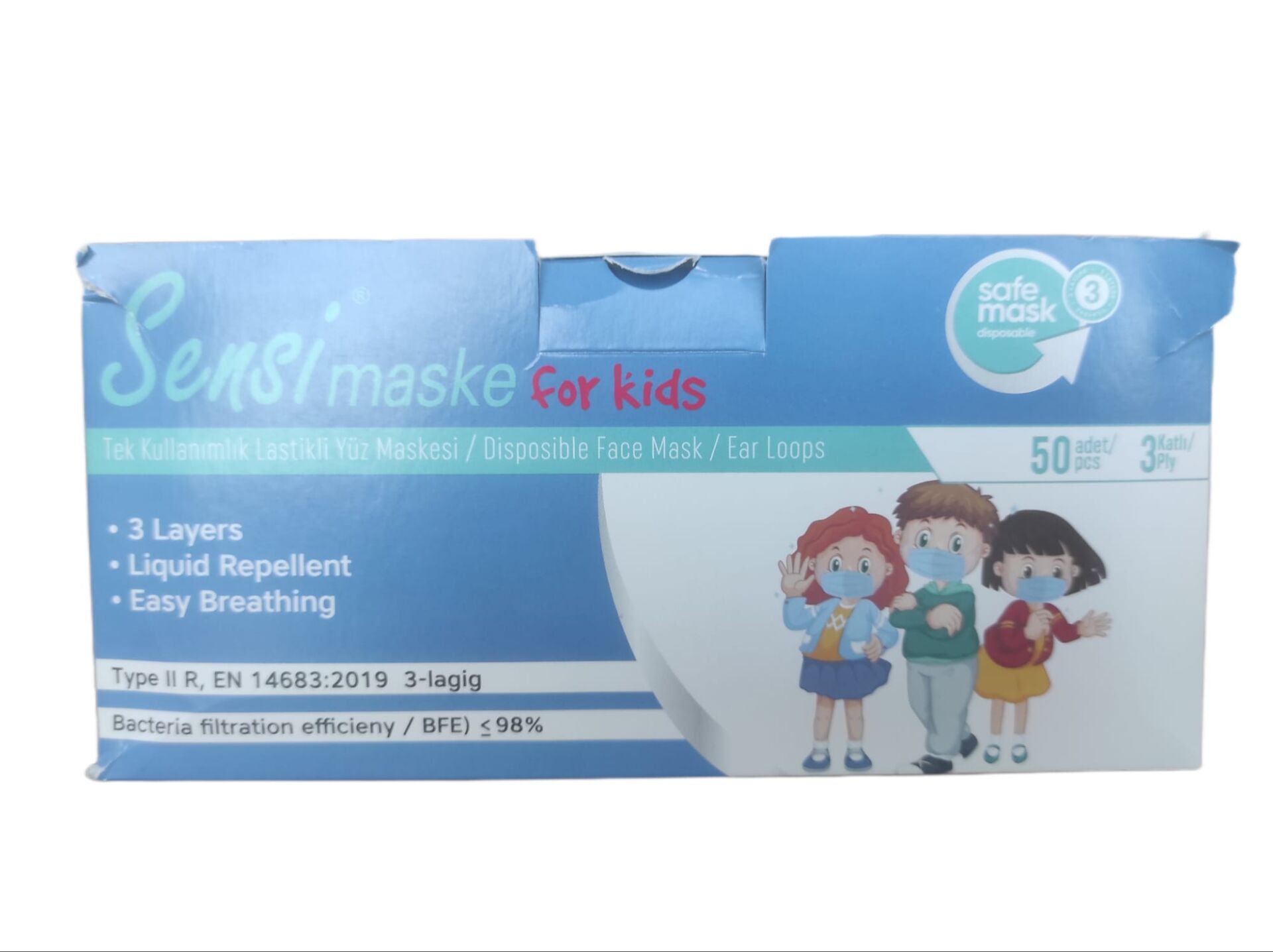 S-13   Sensi 3 Katlı Çocuk Maskesi 50Li