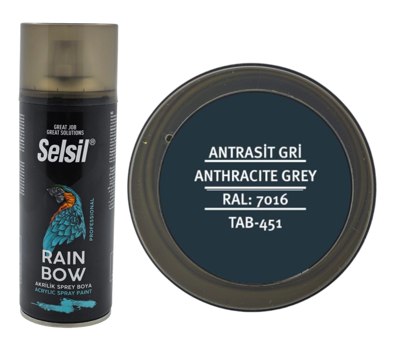 TAB-451   Selsil Raınbow Akrilik Sprey Boya 400ml - Antrasit Gri