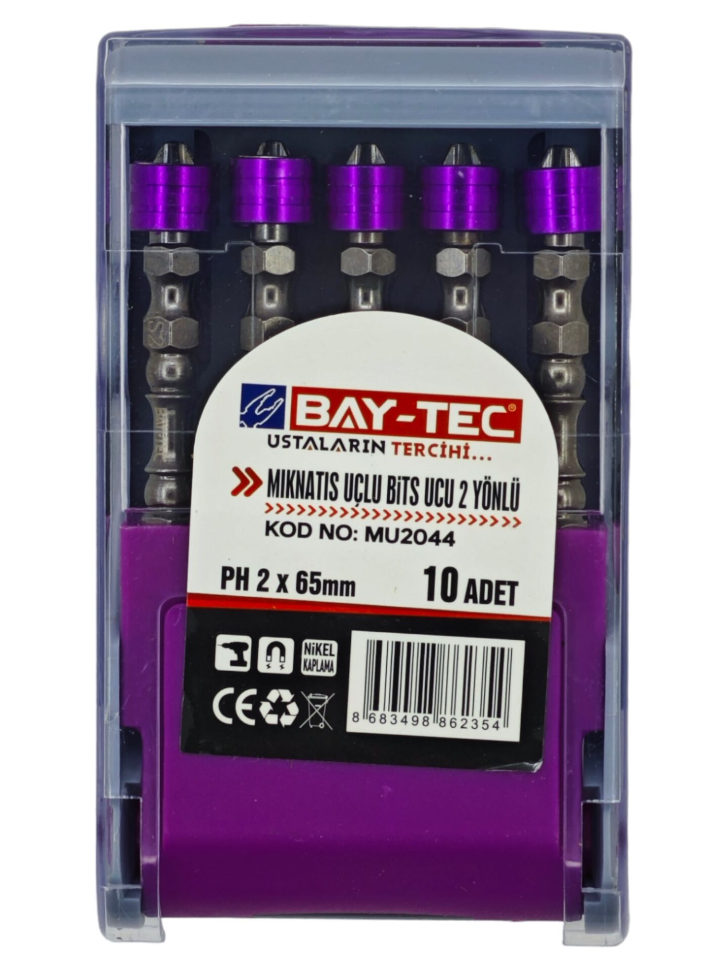 Mu2044   Bay-Tec Miknatıs Uçlu Bits Uç Ph 65Mm - 2 Yönlü