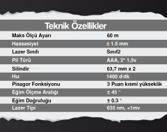 ATLM 60   Attlas Lazer Metre 60m - Mesafe Ölçer
