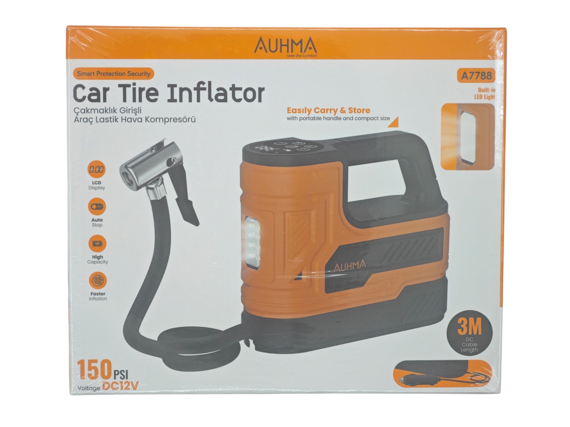 A7788   Auhma DC12V 150 PSI Lastik Hava Kompresörü