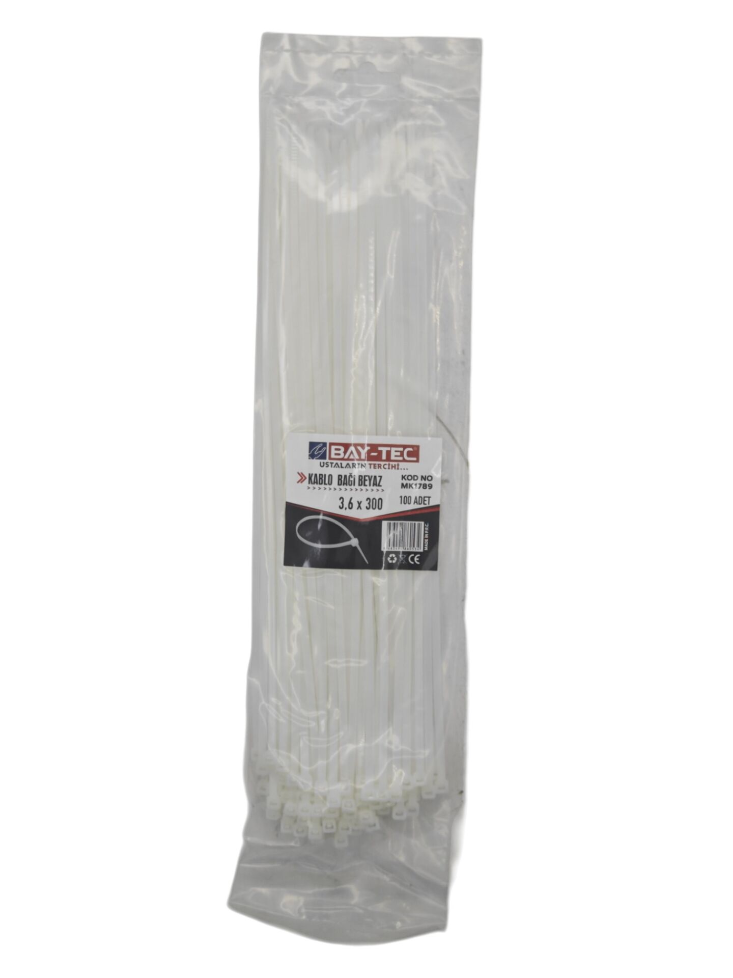 MK1789   Bay-Tec Kablo Bağı 3.6*300mm - Beyaz