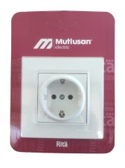 600 0201B   Mutlusan Rita Topraklı Priz - Beyaz