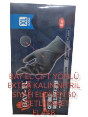 EL448   Bay-El Pudrasız Çift Yönlu Nitril Eldiven (XL) - Siyah