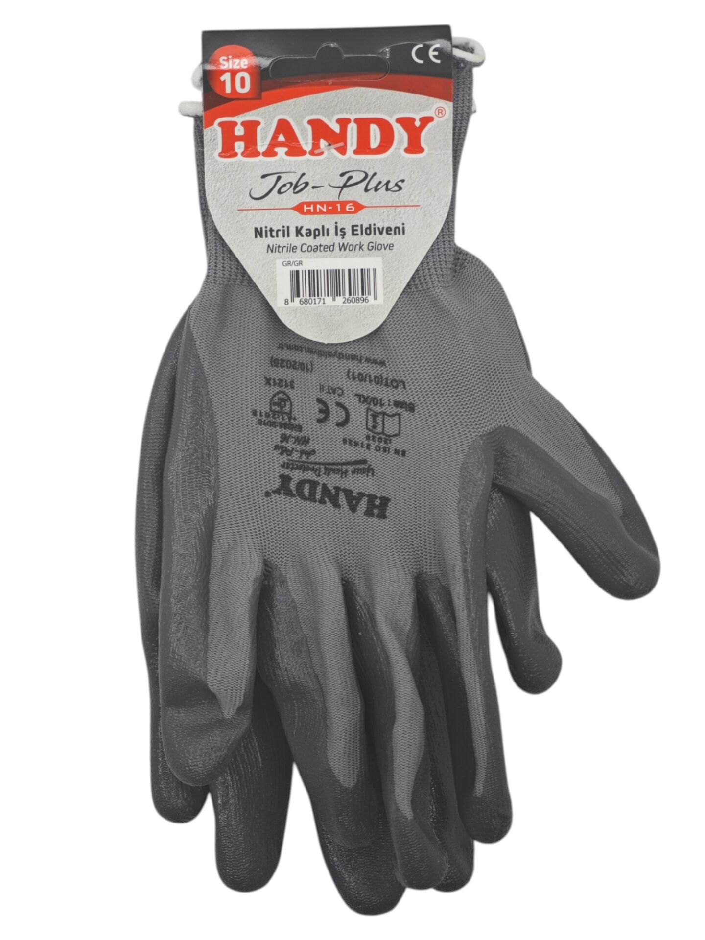 Hn-16   Handy Nitril İş Eldiveni 10 -Gri/Gri