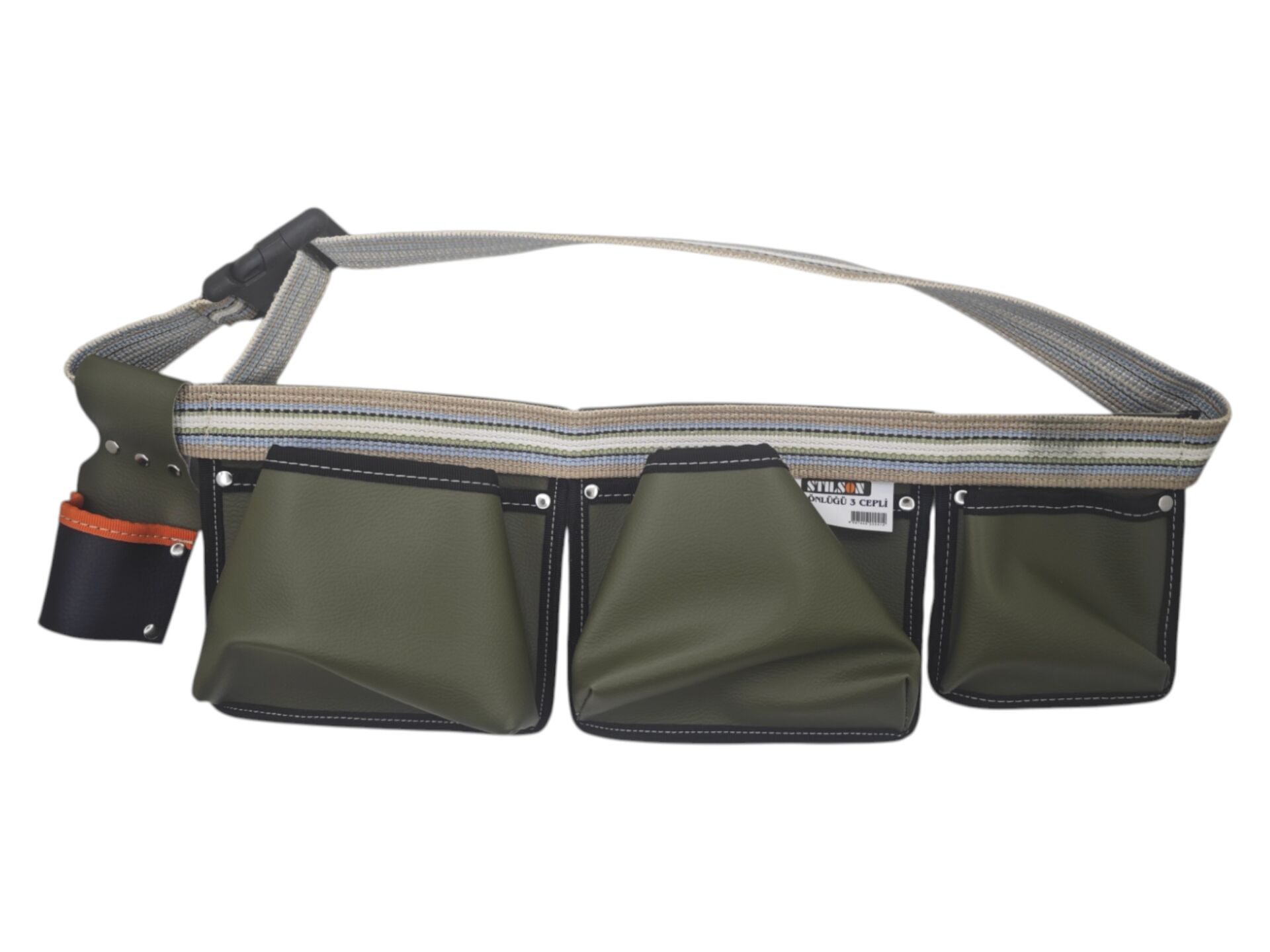 SÇÖ041   Stilson 3 Cebli Deri Çivi Önlüğü - Keser Askılı